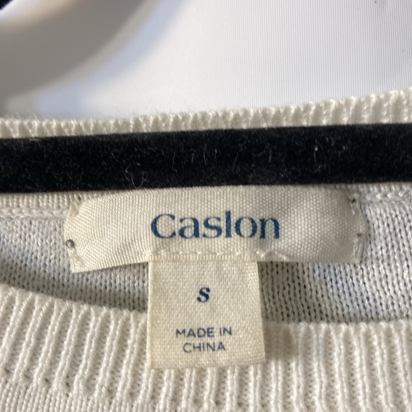 Woman’s Caslon White and Gray Polka Dots  Sweater Size Small - Picture 3 of 6